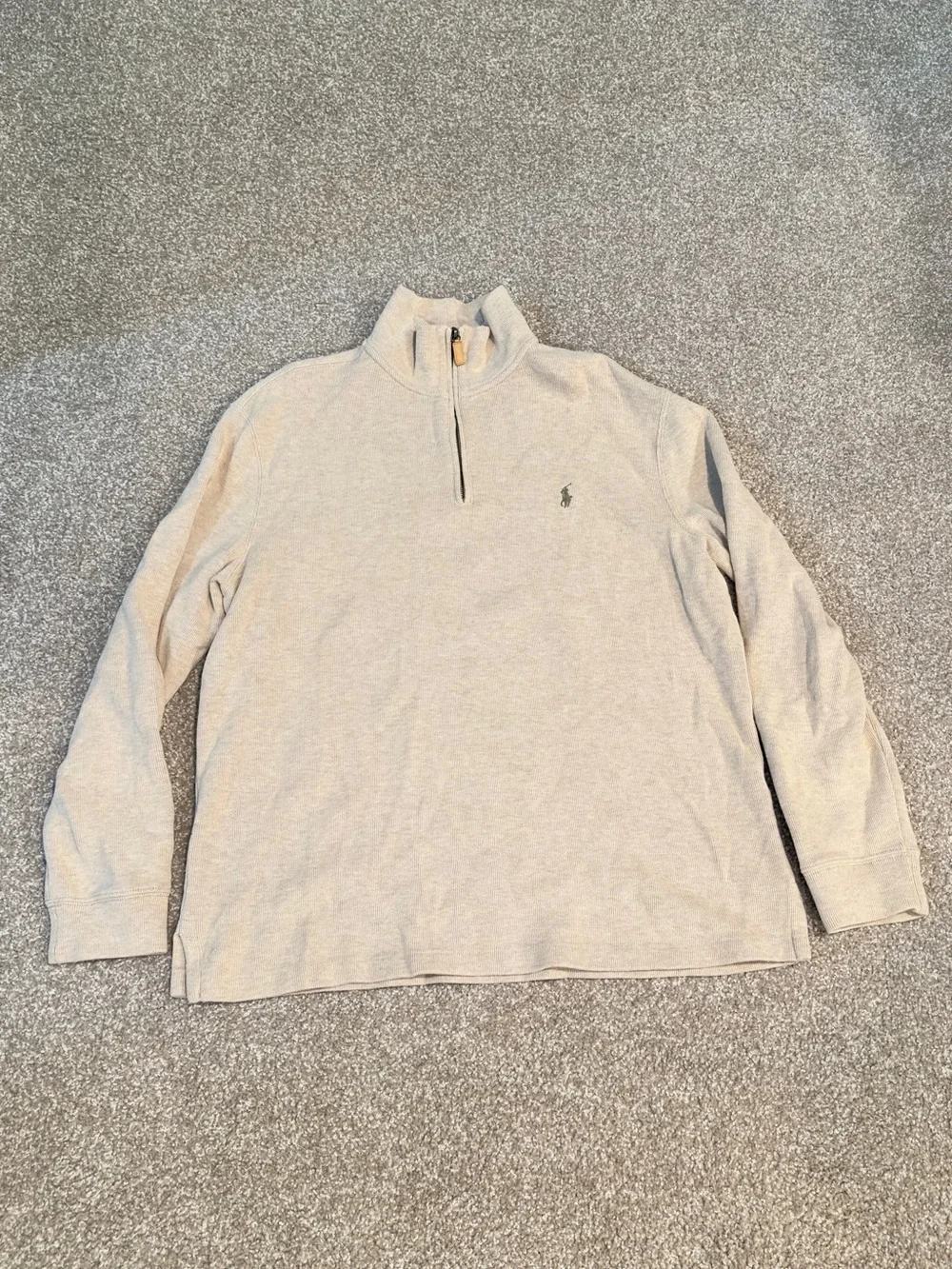 Polo by Ralph Lauren Men's Light Beige Half-Zip Sweater - Picture 2 of 5